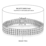 3MM Iced Out Double Row Tennis Bracelet — Two-Tone Copper Alloy