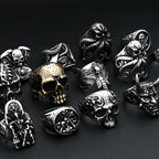 Fashion Punk Vintage Skull Ring Stainless Steel Gothic Biker Ring For Men Women Unique Viking Amulet Jewelry Gift