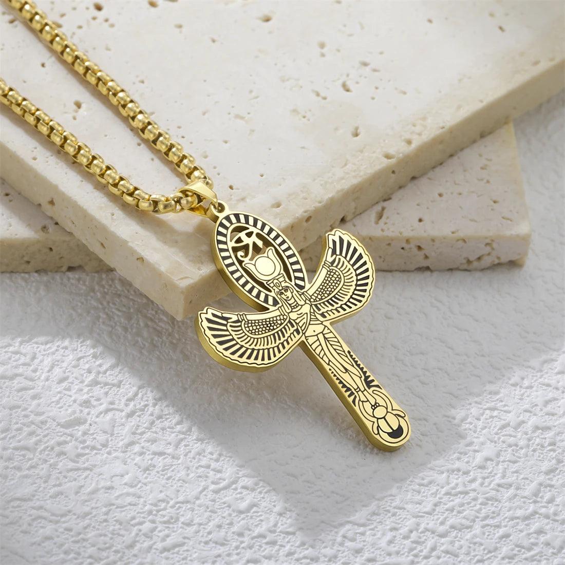 Eye of Horus Cross Wing Pendant Necklace