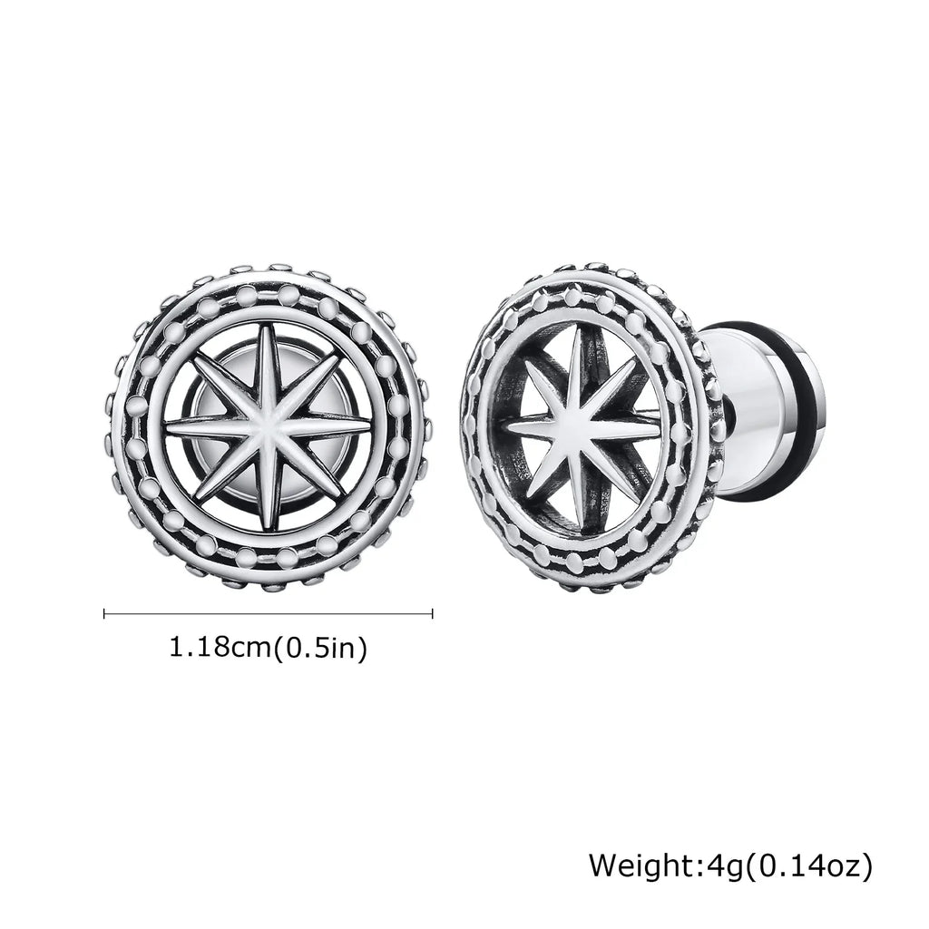 Gothic Norse Viking Rune Stud Earrings — Stainless Steel