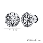 Gothic Norse Viking Rune Stud Earrings — Stainless Steel