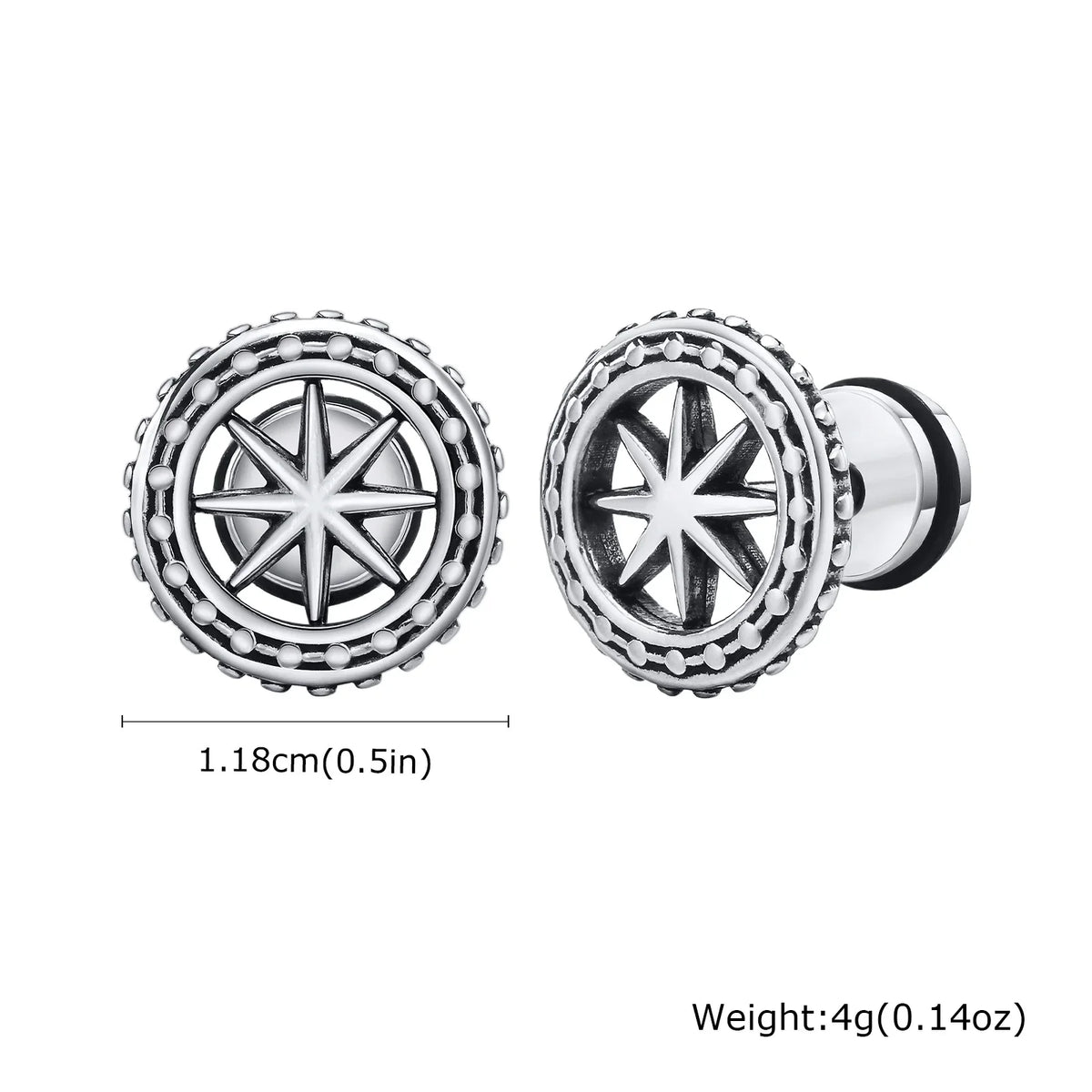 Gothic Norse Viking Rune Stud Earrings — Stainless Steel