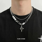 Hip Hop Melting Star Pendant for Man Woman Original Design Non Fading Titanium Steel Lock Chain New Couple Jewelry Kpop
