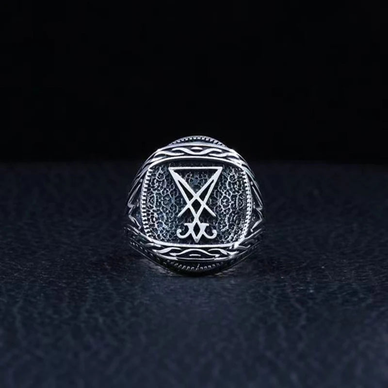 Gothic Lucifer Seal Signet Ring — Stainless Steel