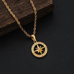Compass Pendant Necklace — Stainless Steel