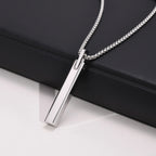 Vertical Bar Box Chain Pendant — Stainless