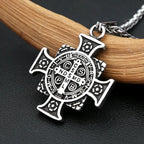 Vintage Stainless Steel Saint Benedict Exorcist Pendant Necklaces For Men Women Fashion Religious Amulet Jewelry