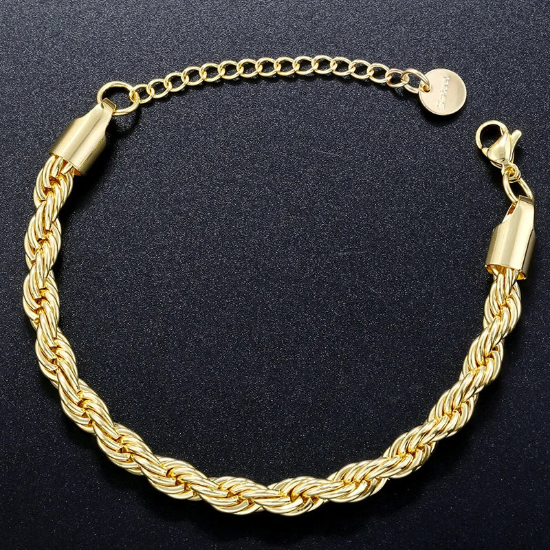 Twisted Snake Chain Bracelet — Gold or Silver, Stainless Steel