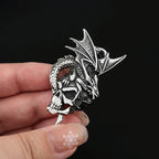 Dragon Skull Winged Pendant — Stainless Steel