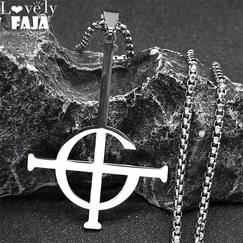 Cross Ghost Band Chain Necklace — Stainless Steel