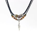 Collana Uomo Artificial Leather Rope Beaded Necklace Men Collier Homme Arrow Pendant Necklace For Men Jewelry Collar