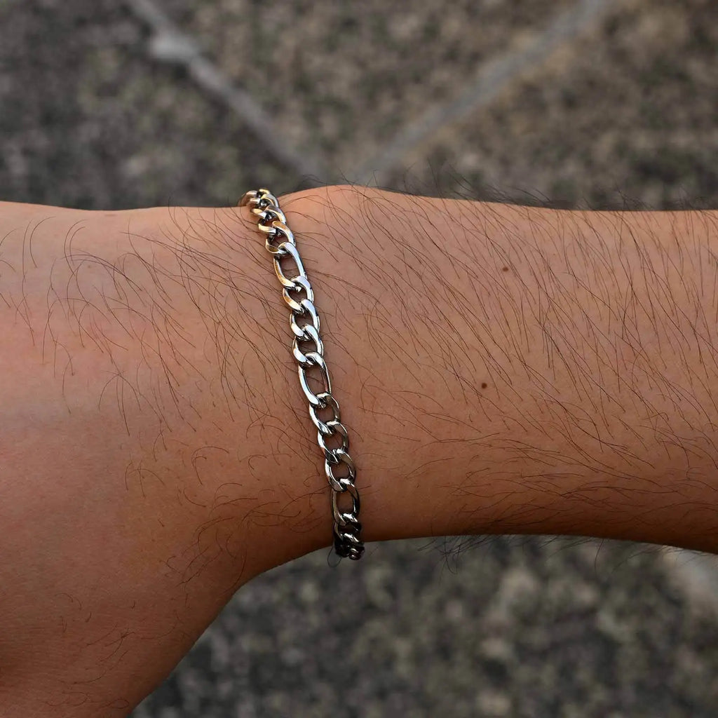 Silver Wheat Chain Bracelet Set — Stainless Steel