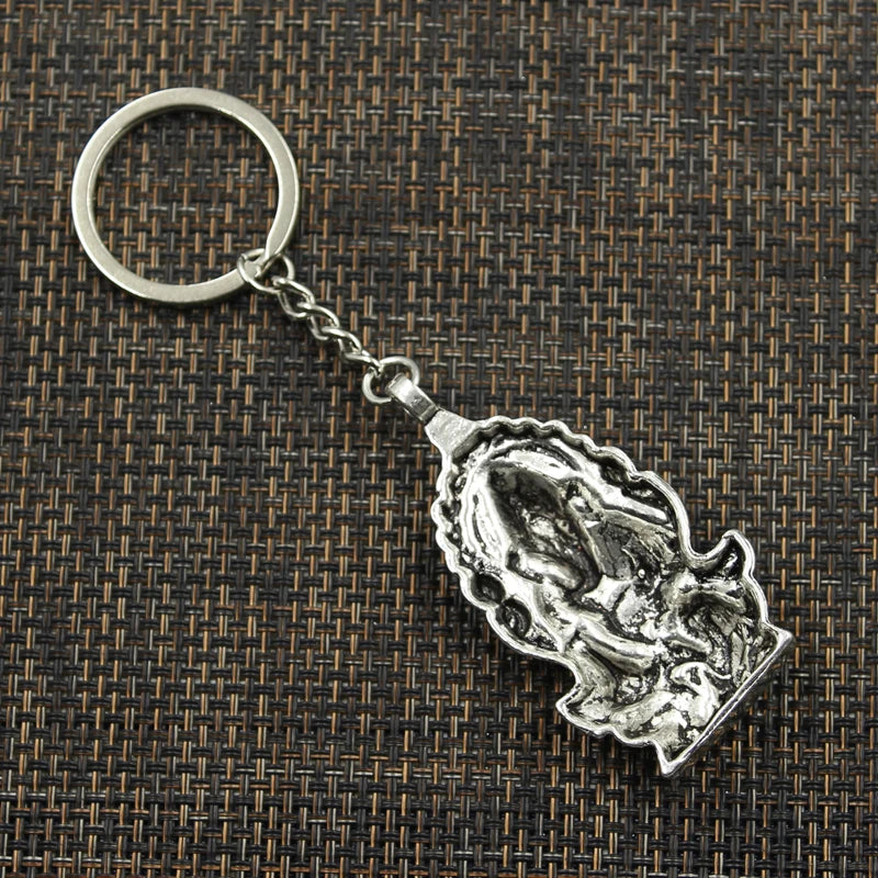 Ganesha Elephant Keychain — Antique Silver-Tone, 62x32mm