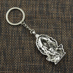 Ganesha Elephant Keychain — Antique Silver-Tone, 62x32mm