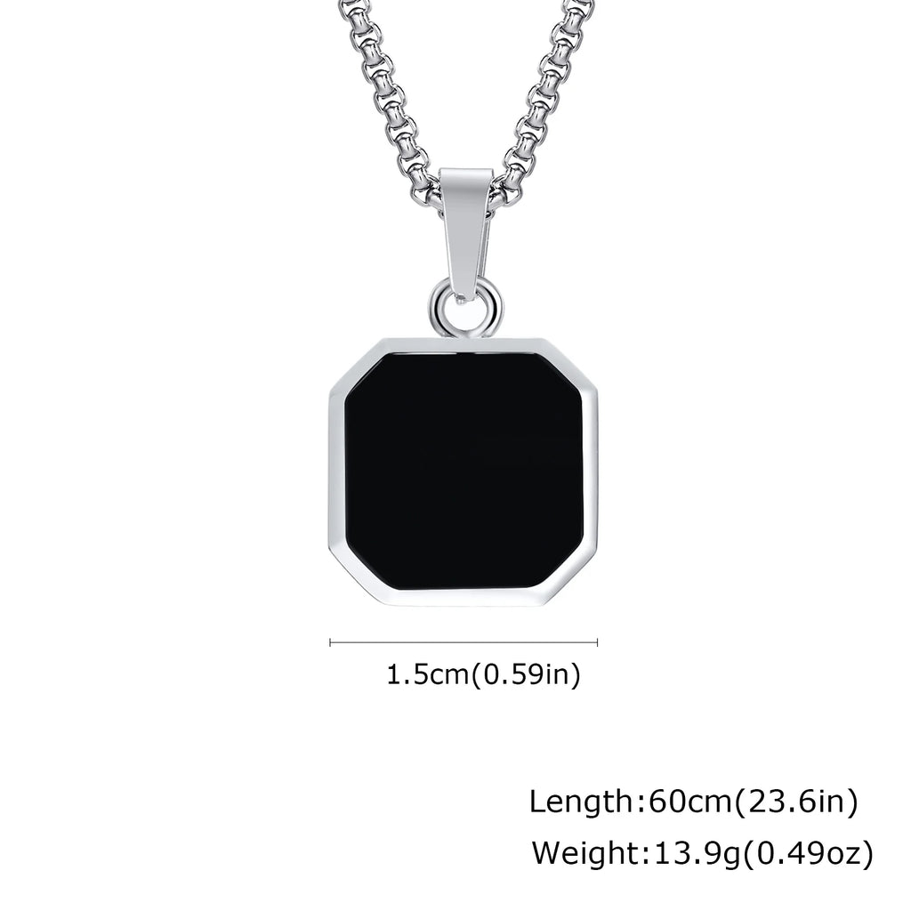 Men's Silver Color Geometric Pendant Necklace, Non Fading Stainless Steel Compass Necklace with Chain, Stylish Jewelry