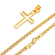 Slim Catholic Cross Pendant Necklace — Stainless Steel