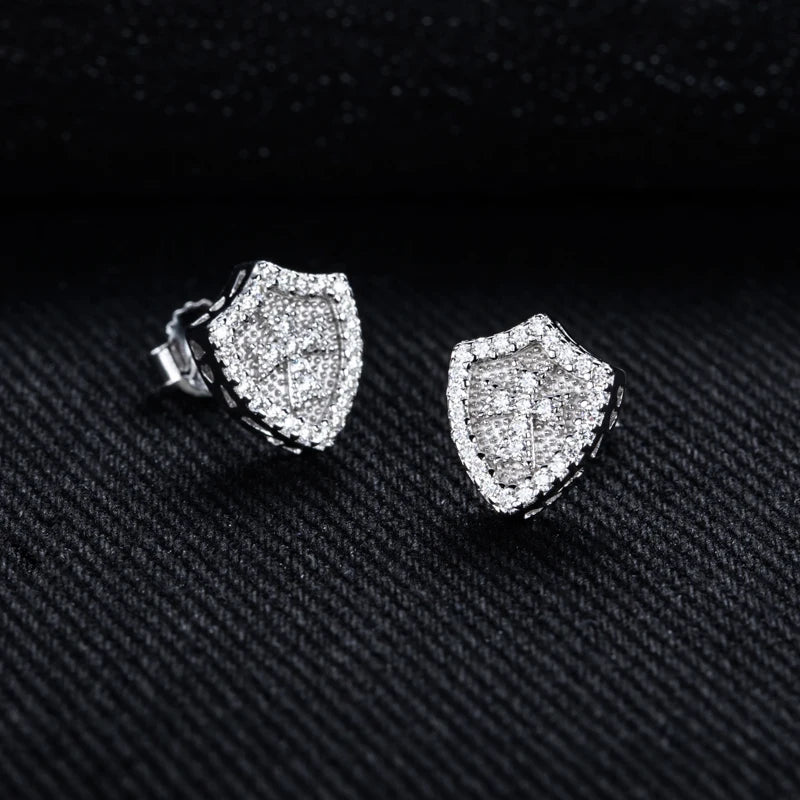 Iced Out Cross Stud Earrings — 925 Silver