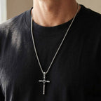 Gothic Skull Cross Necklace for Men, Stainless Steel Black Zircon Collar Necklace, Vintage Creative Hip Hop Jewelry