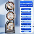 TINSOL New Portable USB Rechargeable Three-Head Fan – 360° Circulation, 5-Speed Wind, Dormitory and Outdoor Desktop Fan