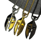 Vintage Ares Spartan Warrior Helmet Pendant Necklace for Women Men Stainless Steel Ancient Greek Spartan Mask Hip Hop