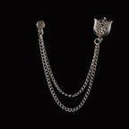 Vintage Double Chain Tassel Brooch — Lapel Pin Suit Badge