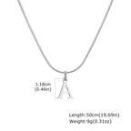 Minimalist Initials Necklace for Men,Stainless Steel Alphabet A-Z 26 Letter Collar,50/55/60CM Silver Color Thin Snake Chain