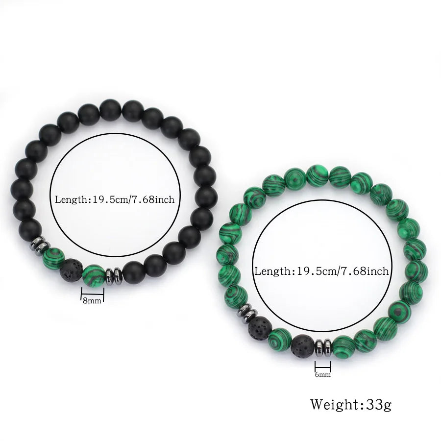 10 Styles 2Pcs Men Bracelet Set 8mm Tiger Eyes Malachite Obsidian Hematite Stone Positive Energy Healing Strand Braslet Homme