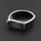 Vintage Polished Square Signet Ring — Stainless Steel