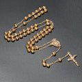 Catholic Rosary Pendant Necklaces For Women 6MM Beads Chain Crucifix Cross Long Necklace Men Religious Praye Jewelry