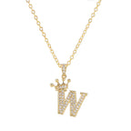 Crown Initial Letter Pendant Necklace — Copper