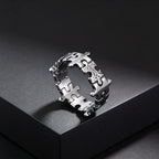 Hammered Jigsaw Puzzle Ring for Men — Stainless Steel
