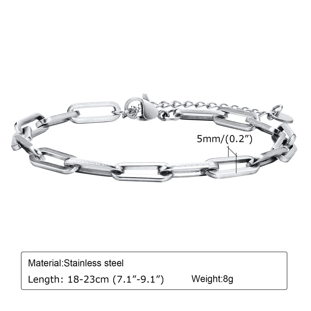 Paperclip Chain Bracelet 5mm — Stainless