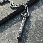 Monkey King Staff Pendant Necklace — Retro Silver-Tone