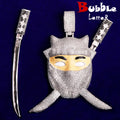 Bubble Letter Colgante Ninja Edición Limitada Oro Blanco Necklace Pendant for Men 5A Cubic Zirconia Rapper Jewelry