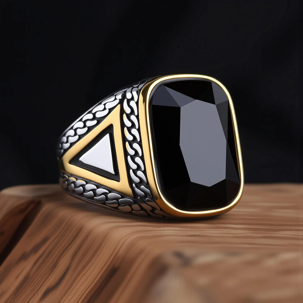 R3427 Men's High Quality 316L Stainless Steel Variety Onyx Rings Fashion Trend Jewelry