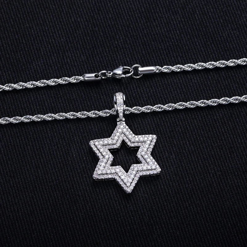 Iced Out Star of David Pendant — 14K Gold