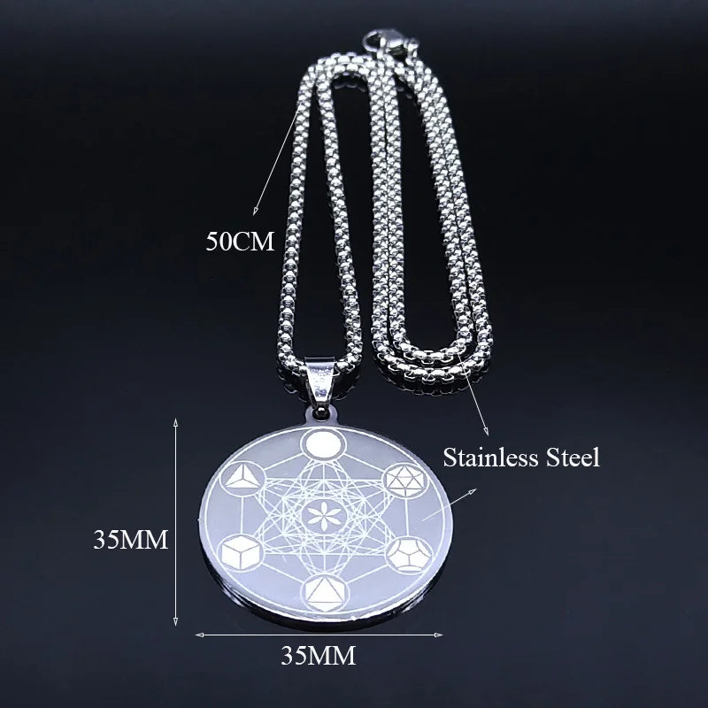 Archangel Metatron Cube Pendant — Stainless Steel