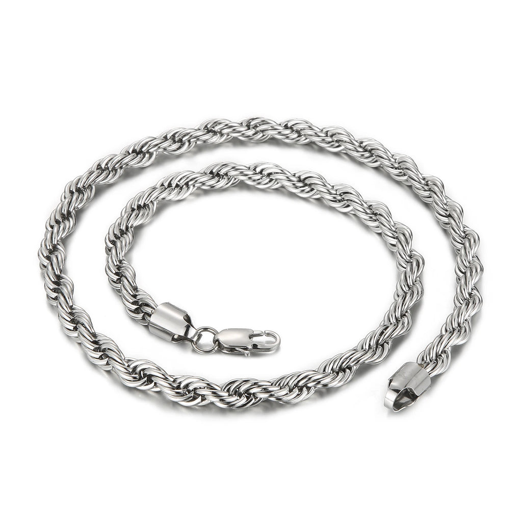 4/6/8mm Width Long Stainless Steel Minimalist Twist Rope Chain Necklace For Men Available in Gold Color Jewelry