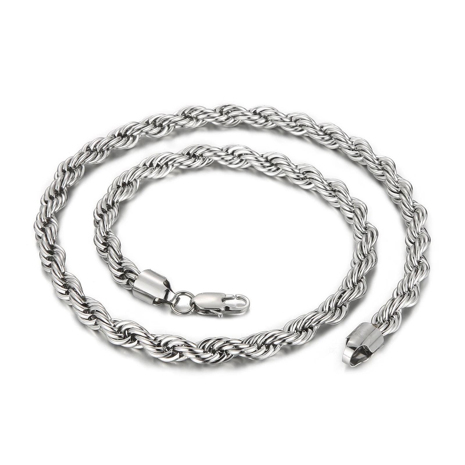 4/6/8mm Width Long Stainless Steel Minimalist Twist Rope Chain Necklace For Men Available in Gold Color Jewelry