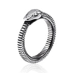 Punk Vintage Viking Snake Ring Men Women Stainless Steel Animal Ring Fashion Simple Biker Amulet Jewelry Gifts