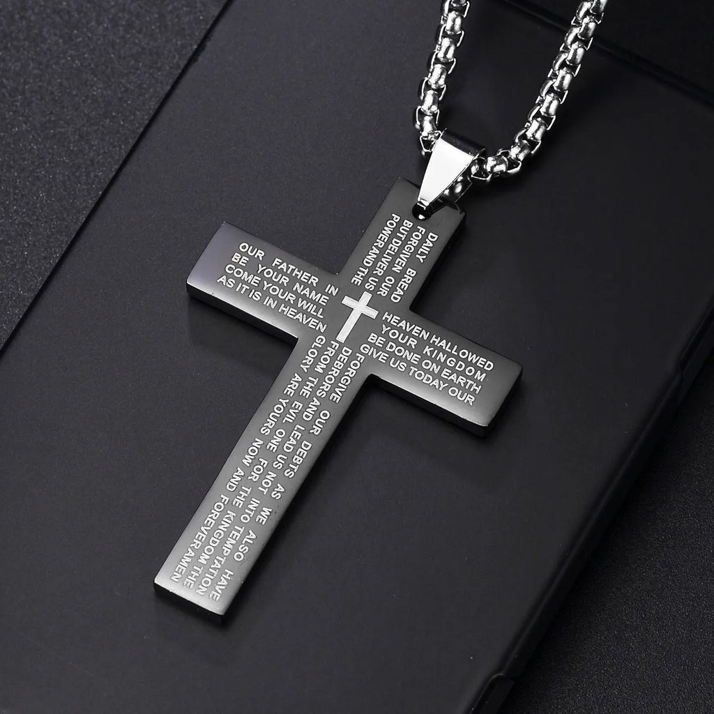 Christian Jesus Cross Necklace For Women Men Stainless Steel Chains Choker Religion Pendants Jewelry Prayer Baptism Gift