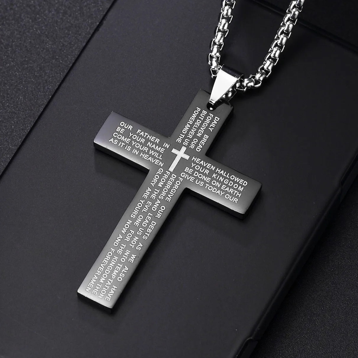 Christian Jesus Cross Necklace For Women Men Stainless Steel Chains Choker Religion Pendants Jewelry Prayer Baptism Gift