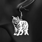 Cat Two-Tone Earrings Lovely Animal Hollow Hoop
