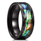 Fashion Viking Tree Of Life Stainless Steel Abalone Shell Rings For Men Odin Norse Viking Rune Rings Retro Amulet Jewelry Gift