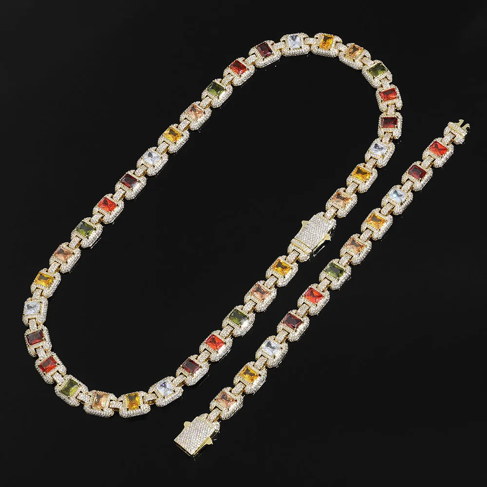 Iced Out Cuban Chain Necklace Stainless Steel 12MM