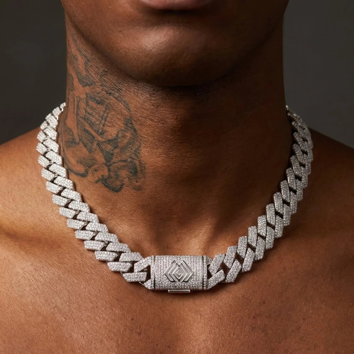 Rose Gold Cuban Chain Necklace Iced Out 15MM