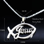Stainless Steel Jesus Christ Male Necklaces Fish Christian Ichthys Fish Pendant Necklaces Jewelry Women or Men Collares