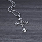 Gothic Style Retro Rhinestone Cross Stainless Steel Pendant ins Hip-Hop Men's Fashion Personality Versatile Necklace