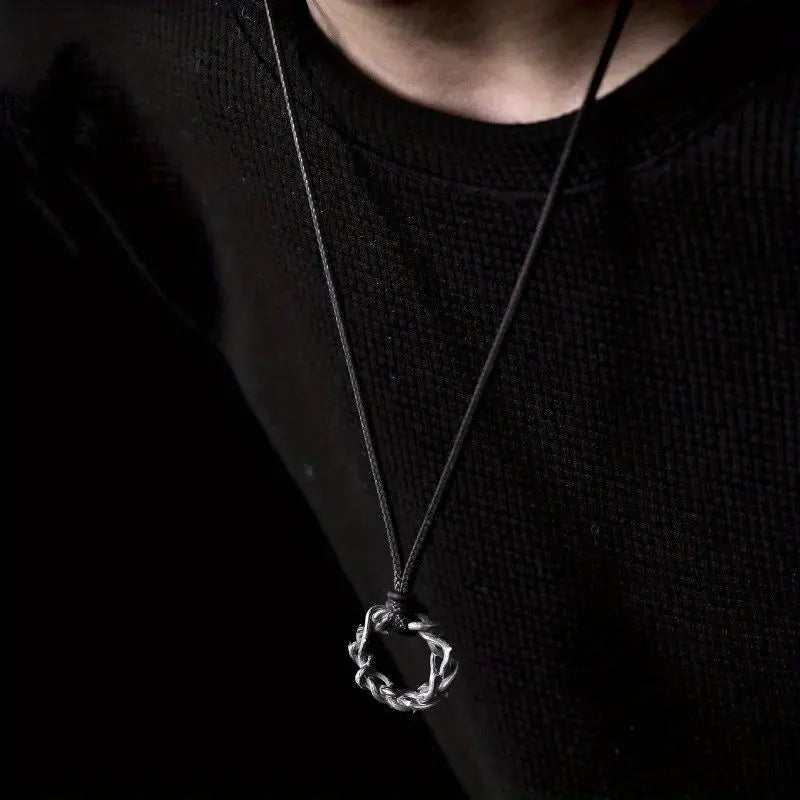 Thorns Braided Wreath Pendant Necklace