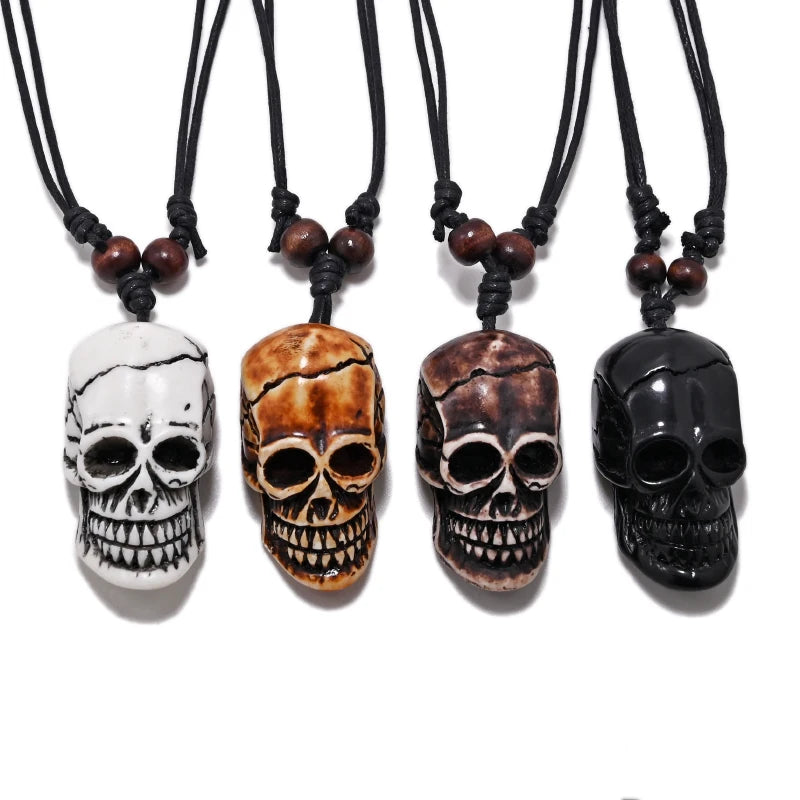 FX020 Ox bone carving necklace skull pendant Punk Choker Retro Jewelry Tribal style Imitation Yak Bone necklace Amulet